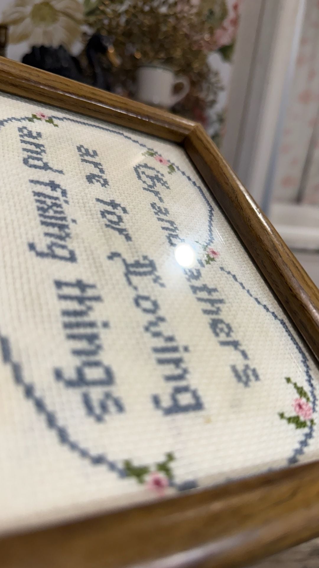 Vintage Cross Stitch/Crewel Art set of 2 7
