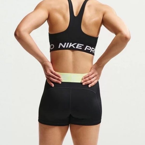 Nike Pro Women's 3" Mid-Rise Fitness Shorts in Black and Lime Green