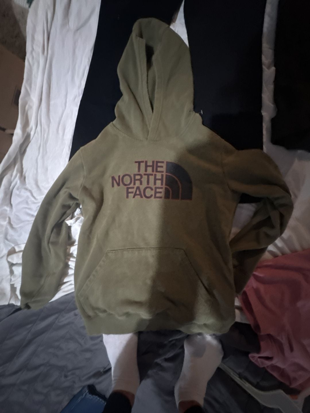 The North Face Olive Green Pullover Hoodie Boys Large 14/15 2