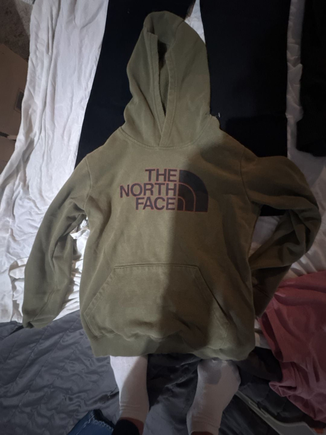 The North Face Olive Green Pullover Hoodie Boys Large 14/15 4