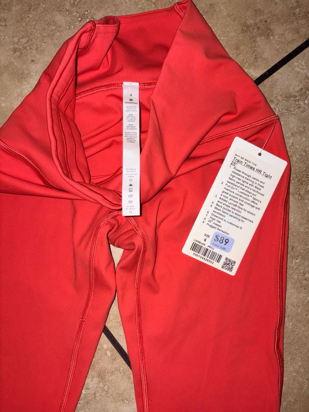 Lululemon Train Times HR Tight 25" Red Orange Size 4 NWT 6