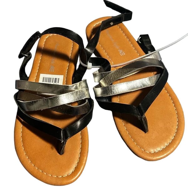 American Eagle Girls Metallic Strappy Thong Flat Sandals Size 10