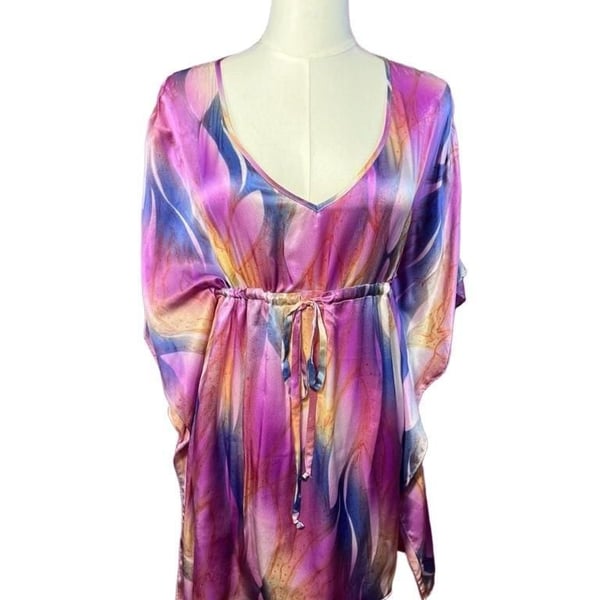 ZOA New York Silk Abstract Print Kaftan Tunic Top