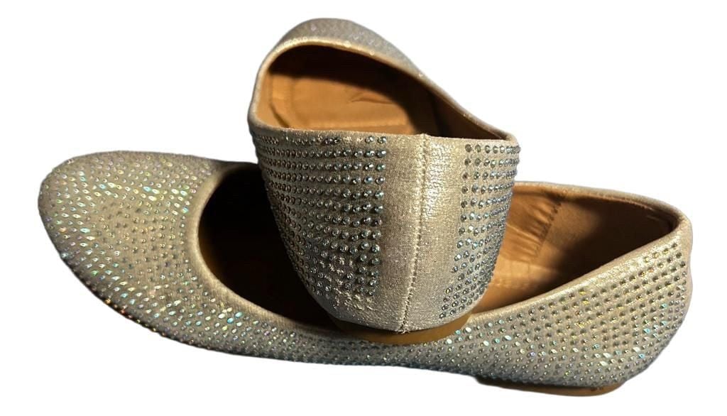 Bellamie Women's Silver Rhinestone Crystal Embellished Ballet Flats Slip On Shoes Size 10 4