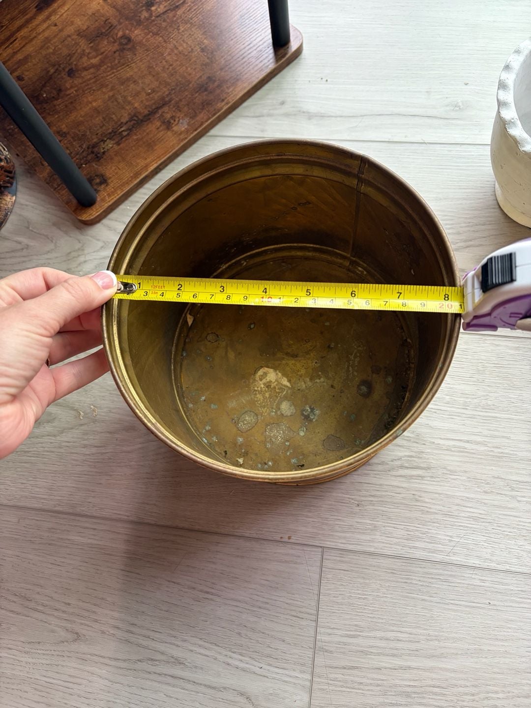 Vintage Solid Brass Swirl Planter 2