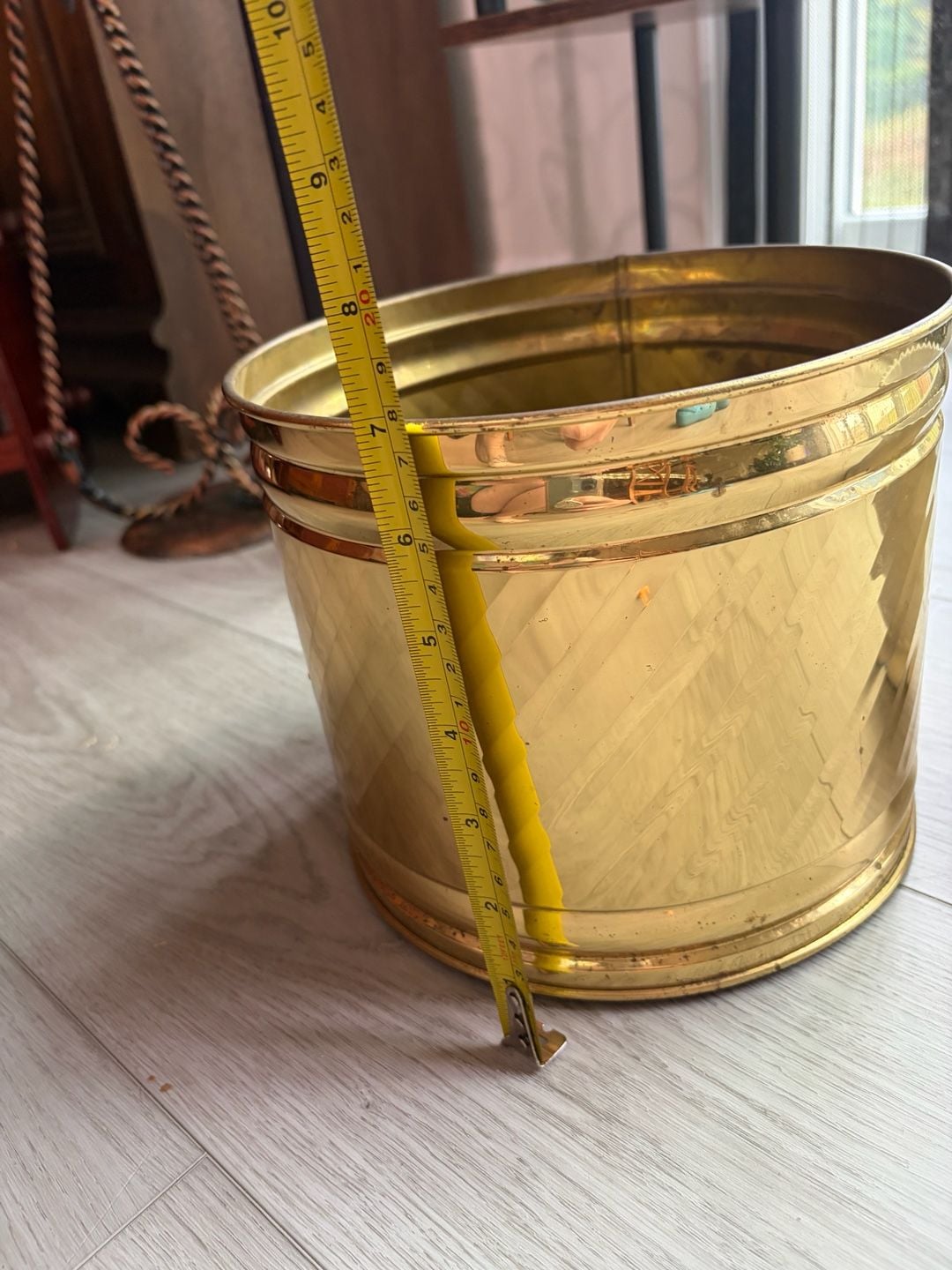Vintage Solid Brass Swirl Planter 3