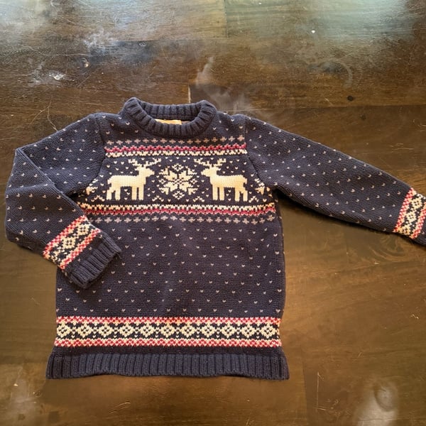 The Eagle's Eye Kids Blue Reindeer Fair Isle Holiday Sweater Size 4T