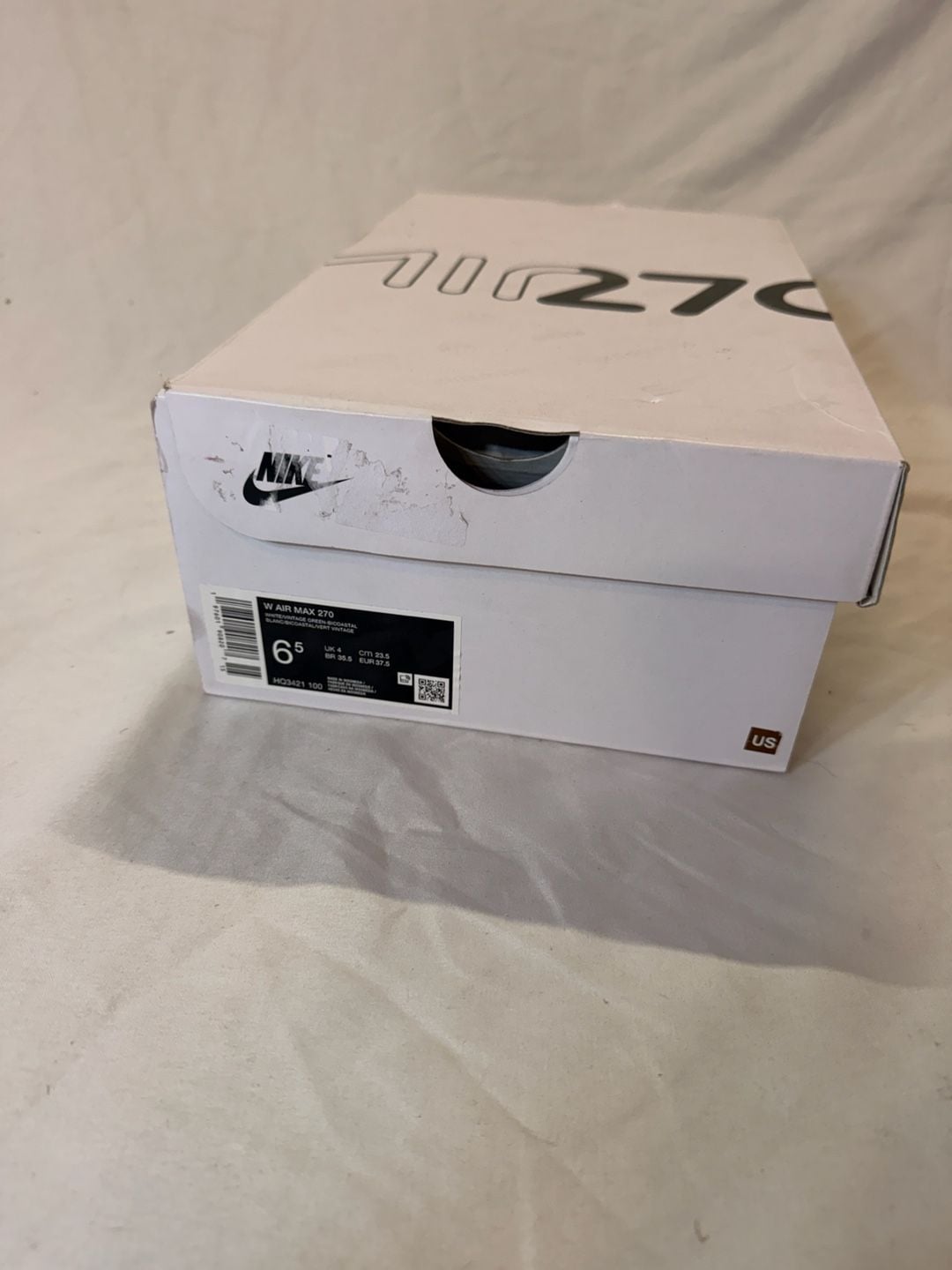 Nike Women's Air Max 270 White/Vintage Green-Bioastal Sneakers Size 6.5 2
