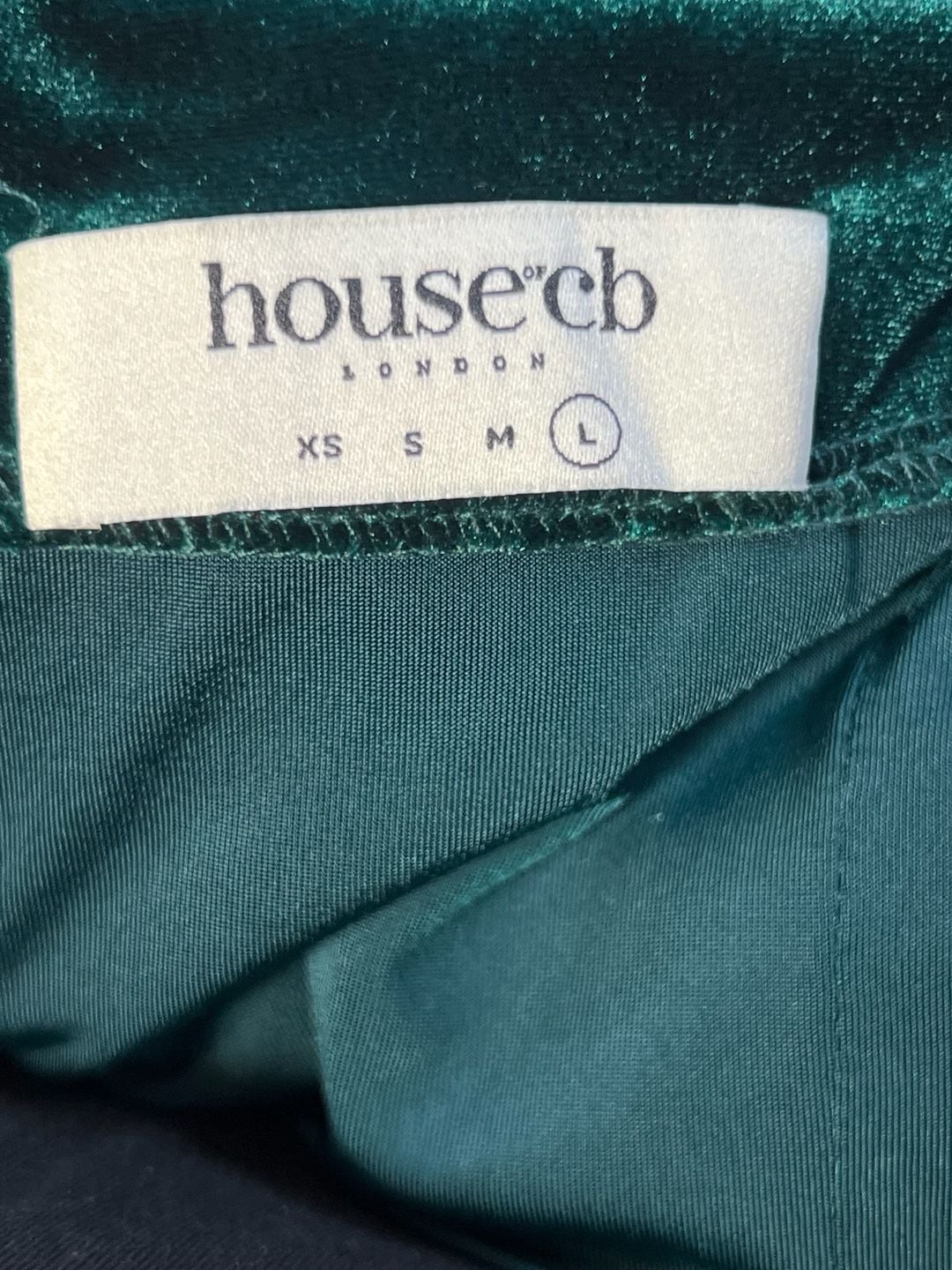 House of CB Abigail Emerald Green Velvet Mini Dress Size L Long Sleeve Cutout 11