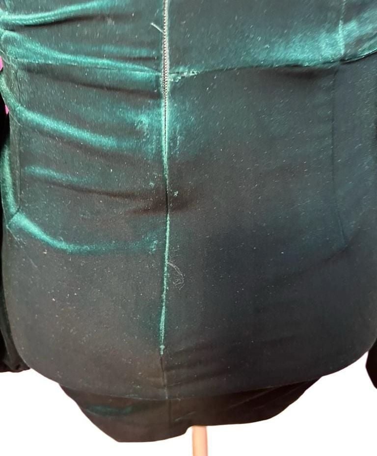 House of CB Abigail Emerald Green Velvet Mini Dress Size L Long Sleeve Cutout 8