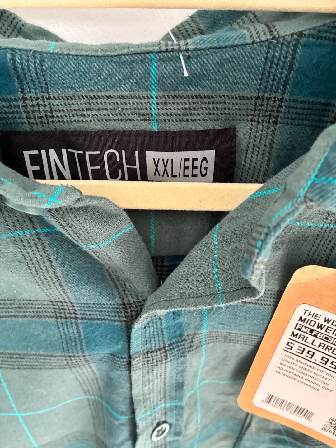 Fintech The Woodsman Midweight Flannel Shirt Mallard Green XXL 3