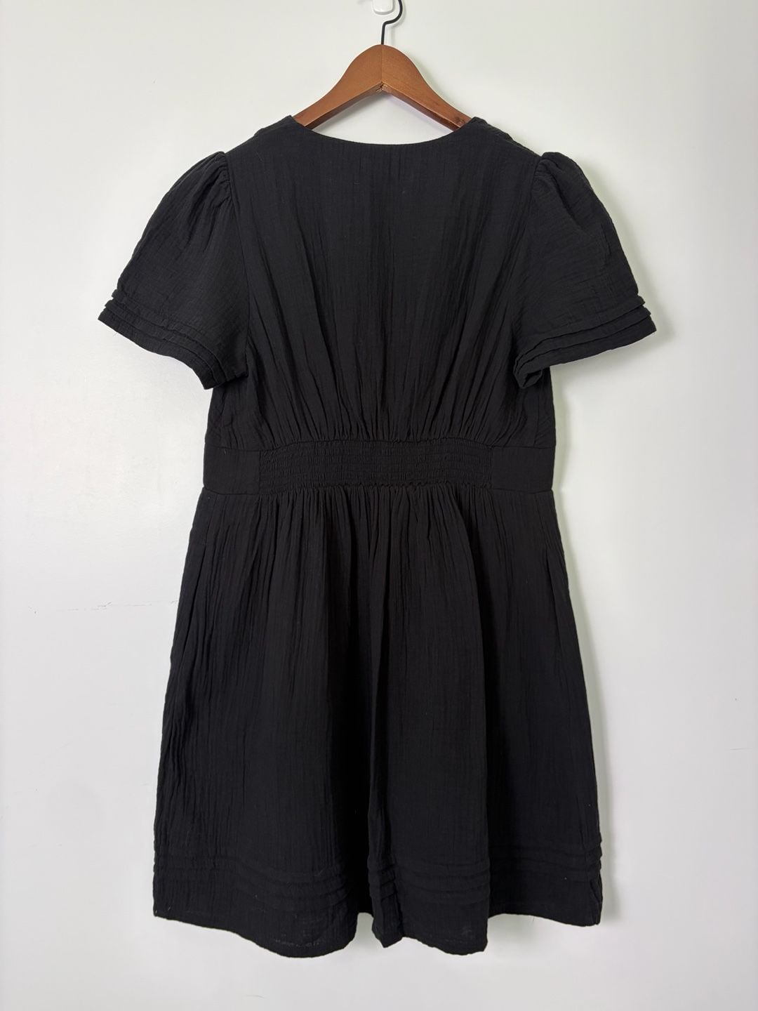 Boden Black V-Neck Puff Sleeve Short Mini Dress Size US 10P / UK 14P 4