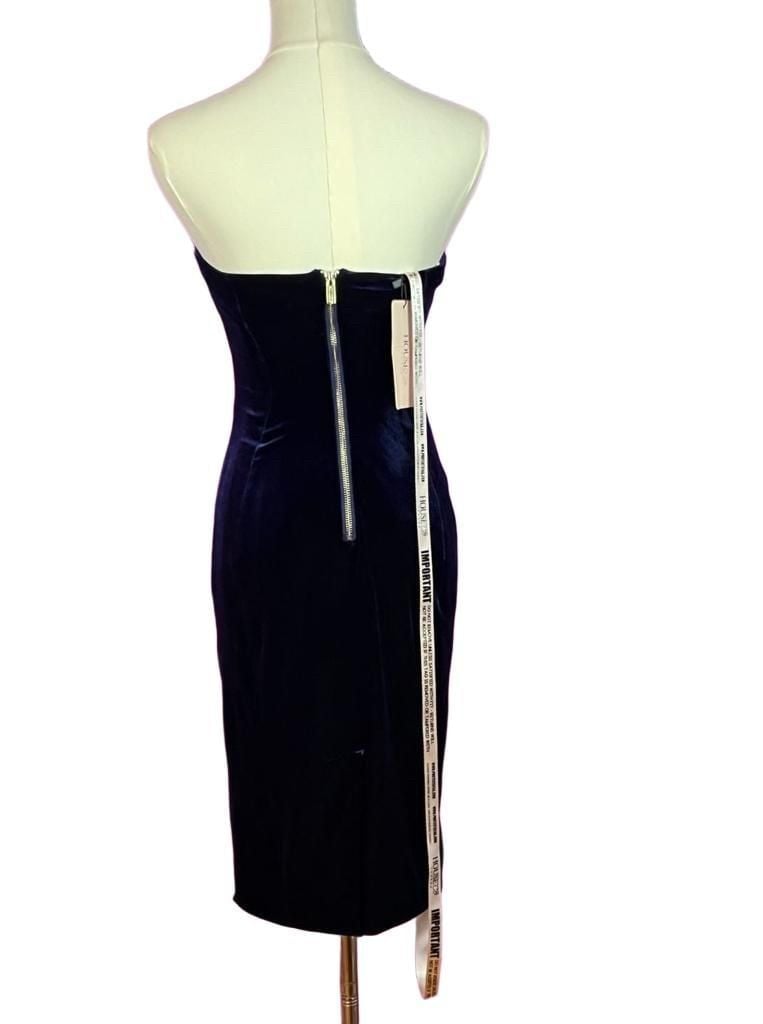 House of CB Careda Navy Velvet Mesh Cutout Bodycon Midi Dress XS NWT 7