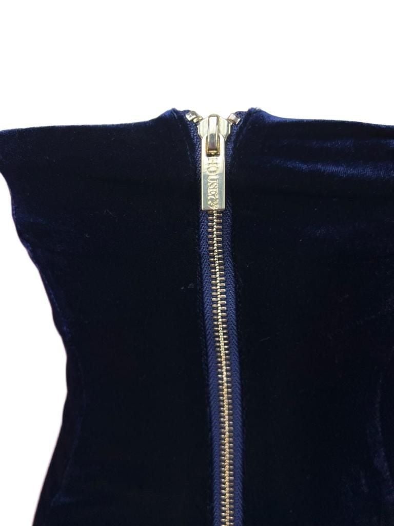 House of CB Careda Navy Velvet Mesh Cutout Bodycon Midi Dress XS NWT 9