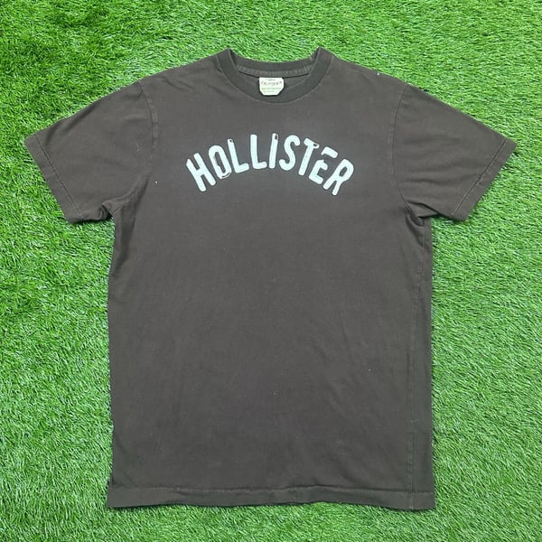 Hollister California Brown Spellout Logo T-Shirt Y2K Vintage Style Size Large
