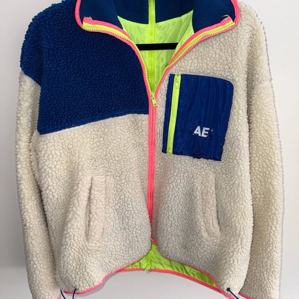 ADER error Colorblock Sherpa Fleece Zip-Up Jacket