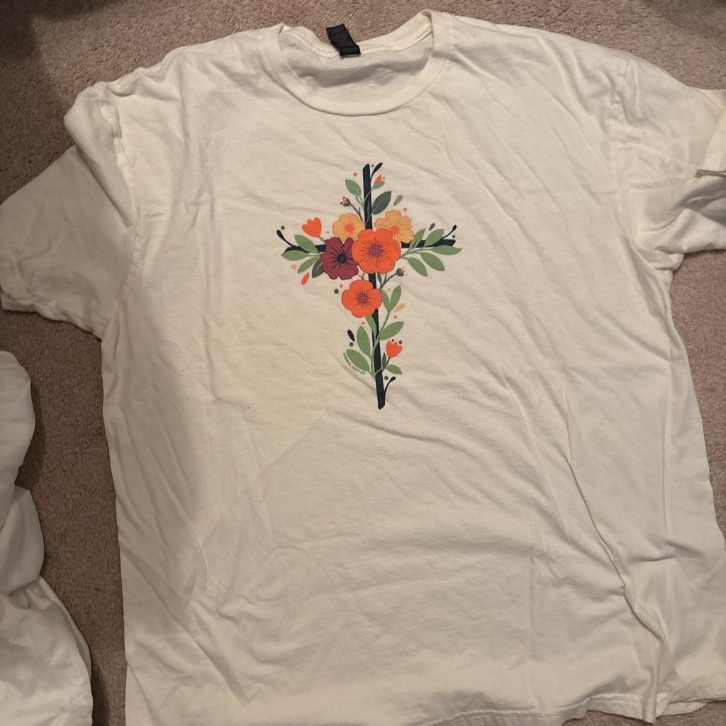 Floral Cross Christian Faith-Inspired Short Sleeve T-Shirt 1