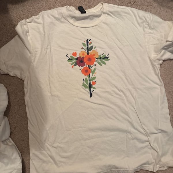 Floral Cross Christian Faith-Inspired Short Sleeve T-Shirt