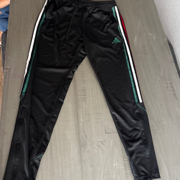 Adidas Aeroready Tiro Track Pants Black with Green White and Red Stripes