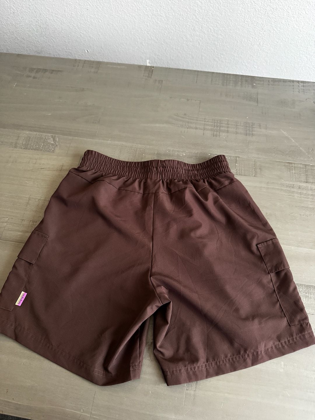 Adidas Brown Cargo Shorts with Drawstring and Iridescent Logo Size M 3
