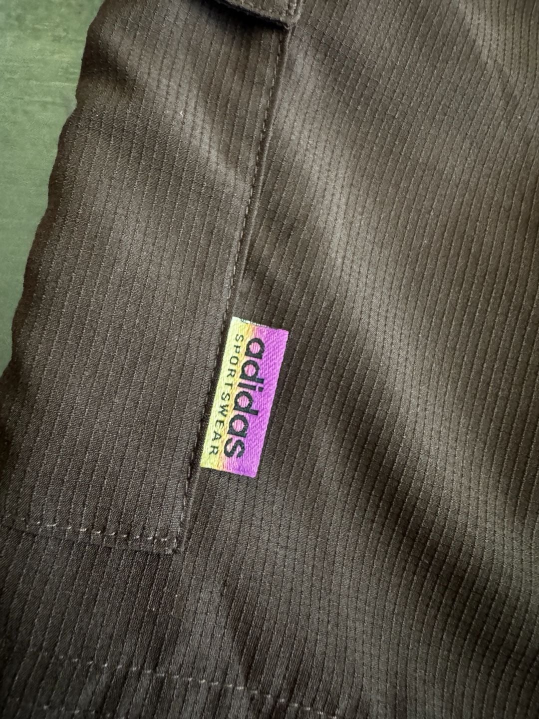 Adidas Brown Cargo Shorts with Drawstring and Iridescent Logo Size M 11