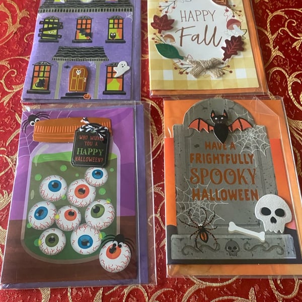 Voila Assorted Halloween Greeting Cards with Envelopes Set of 4