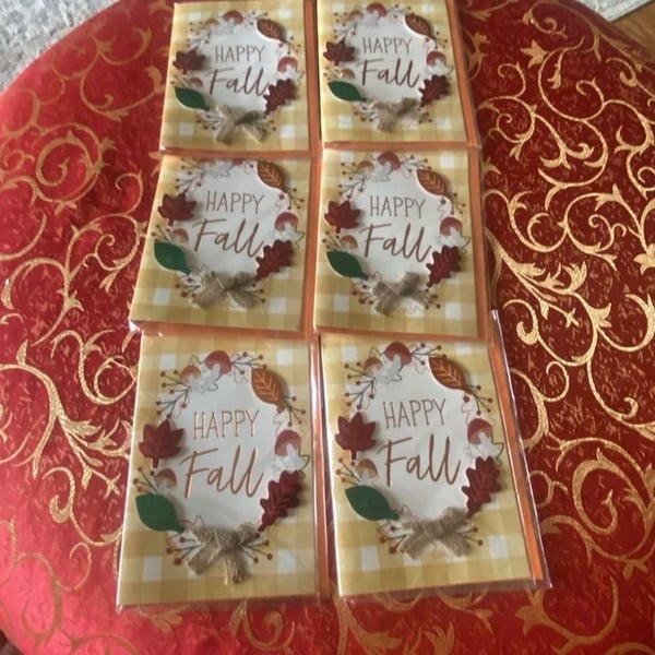 Voila Happy Fall Autumn Themed Greeting Cards Pack of 6