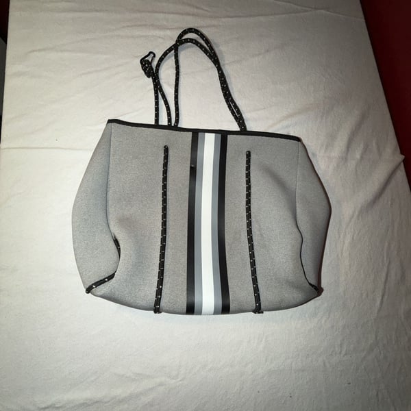 Haute Shore Greyson Aspen Neoprene Tote Bag Grey Striped