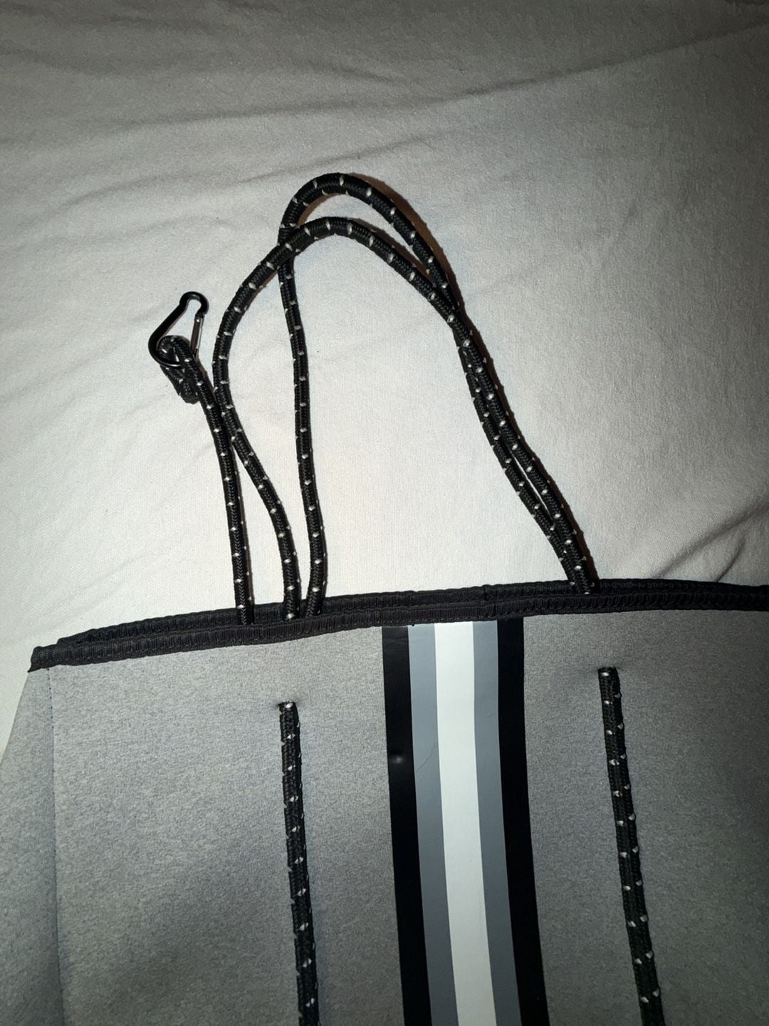 Haute Shore Greyson Aspen Neoprene Tote Bag Grey Striped 3