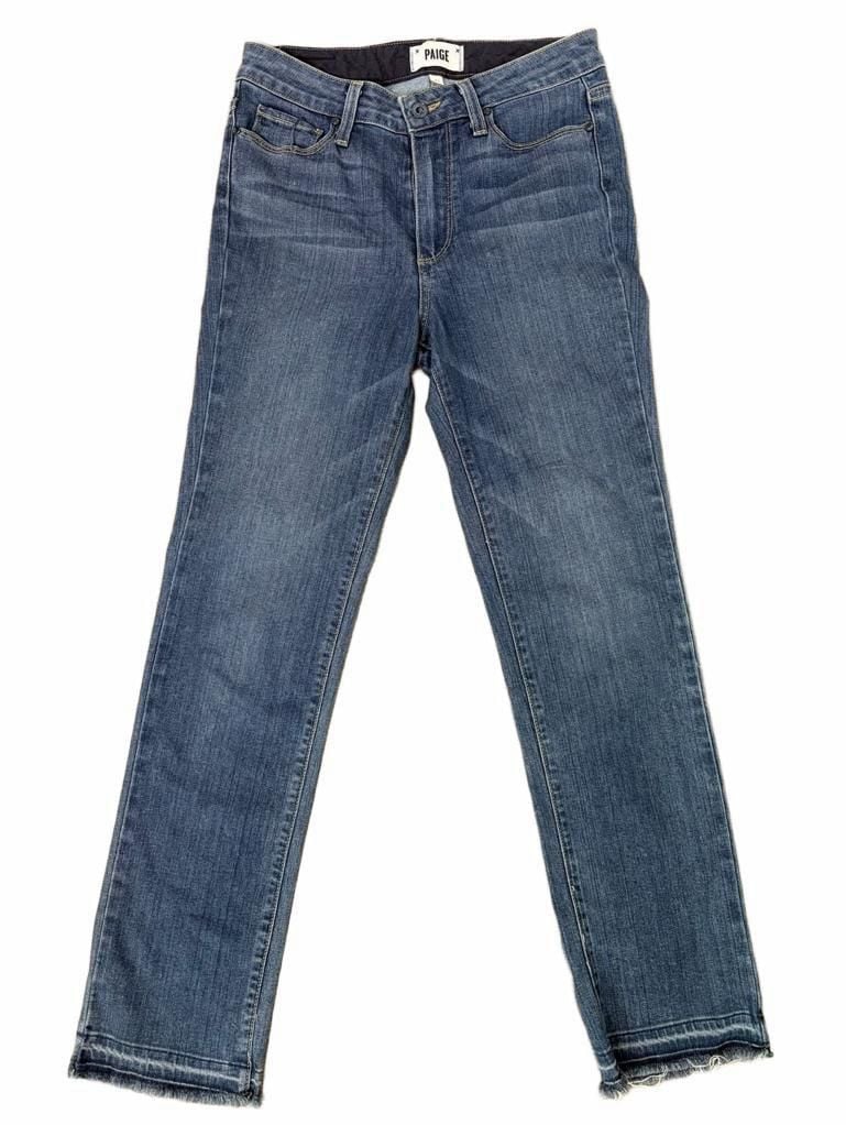 PAIGE Women's Blue Denim Raw Hem Slim Straight Jeans Size 27 2