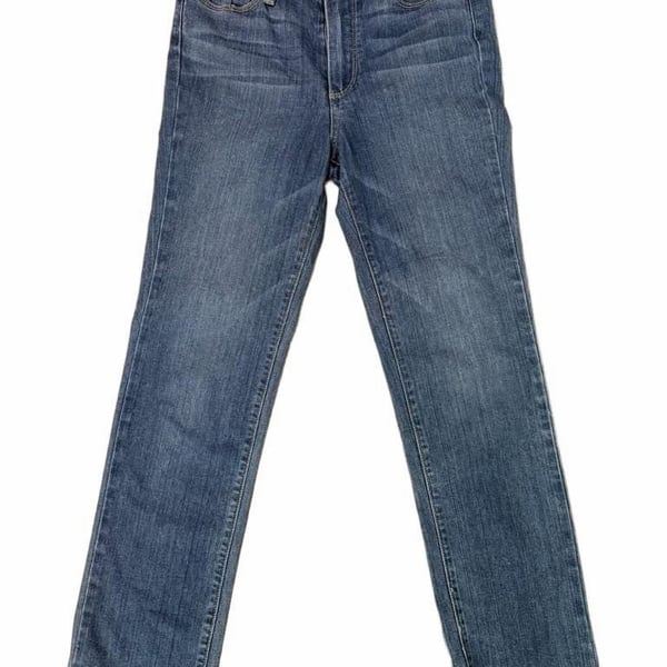 PAIGE Women's Blue Denim Raw Hem Slim Straight Jeans Size 27