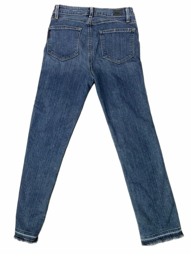 PAIGE Women's Blue Denim Raw Hem Slim Straight Jeans Size 27 3
