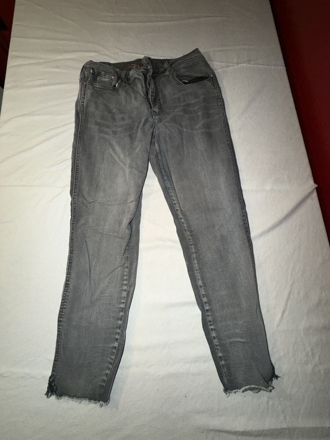 Seven Jeans Womens Gray Skinny Jeans Size 10 Raw Hem Denim 2