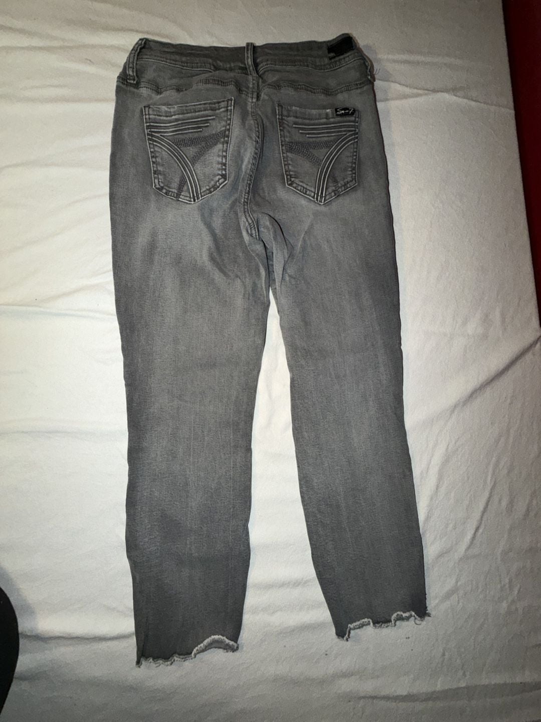 Seven Jeans Womens Gray Skinny Jeans Size 10 Raw Hem Denim 8