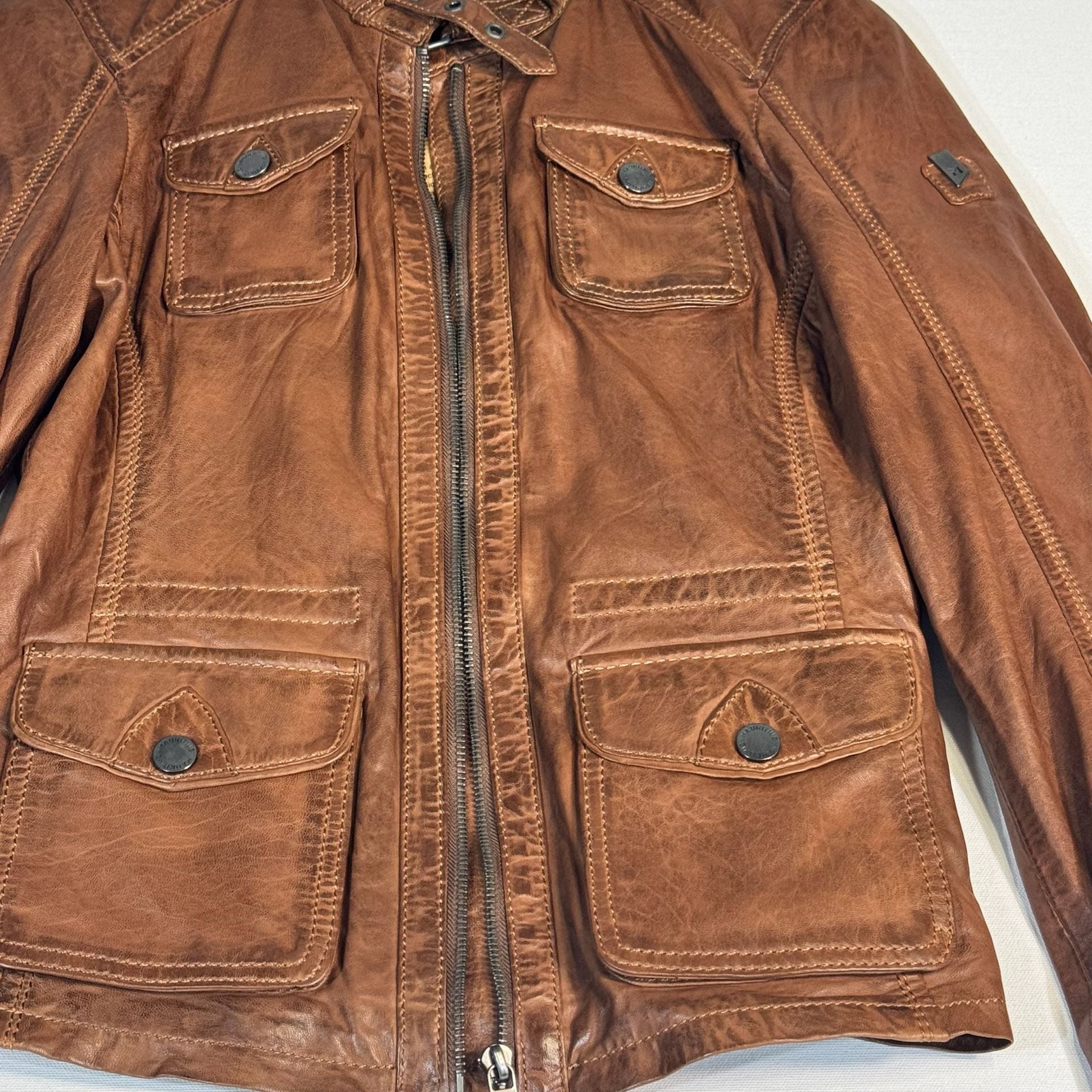 Brown Leather Moto Jacket. Brand new with tags.  4