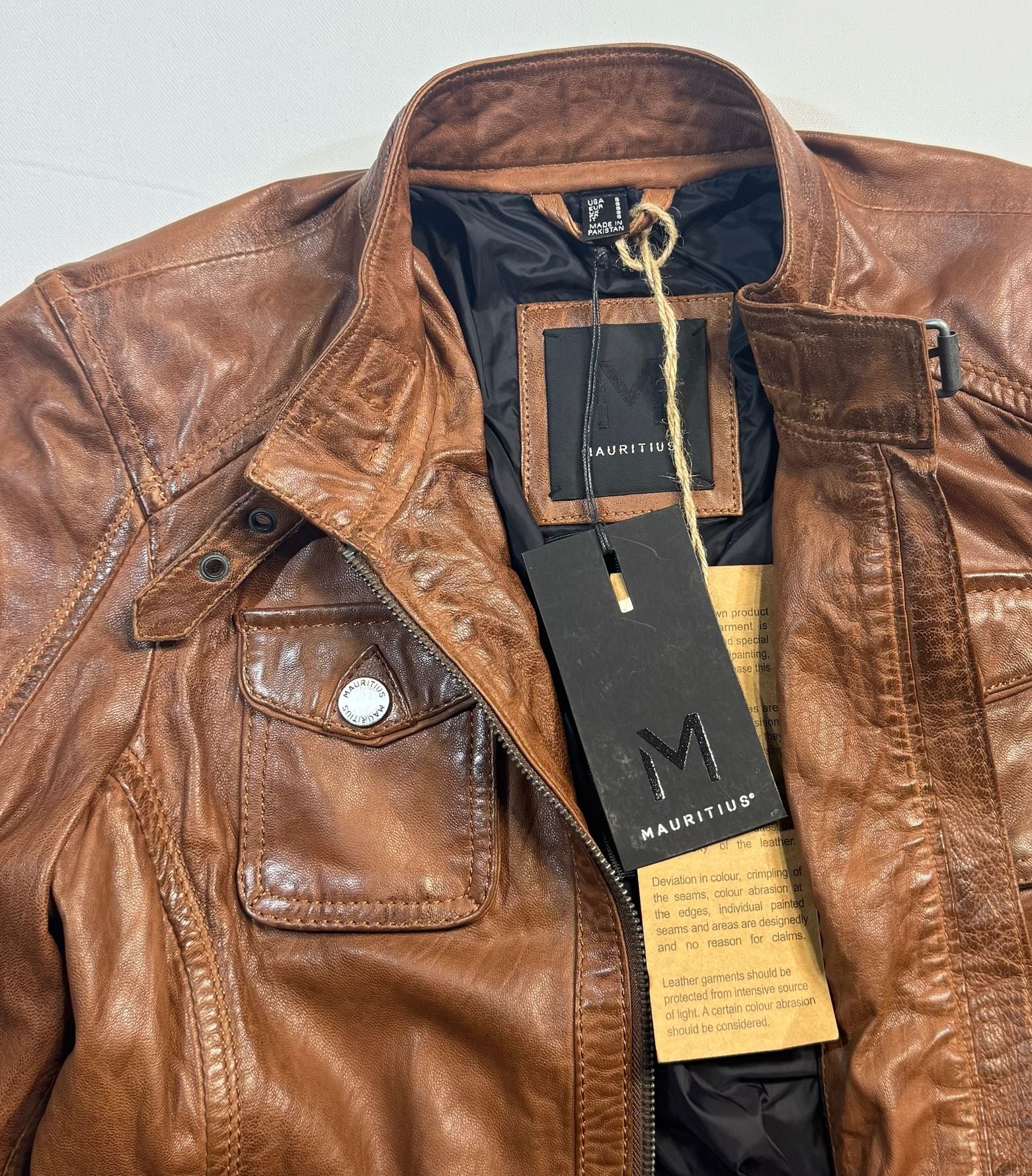Brown Leather Moto Jacket. Brand new with tags.  3