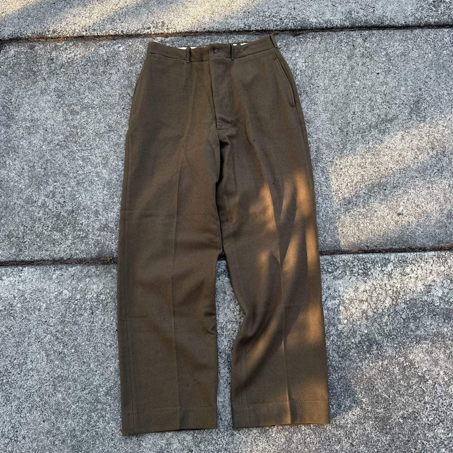 Vintage US Army Wool Field Trousers Olive Green Military Pants W33 L33 3