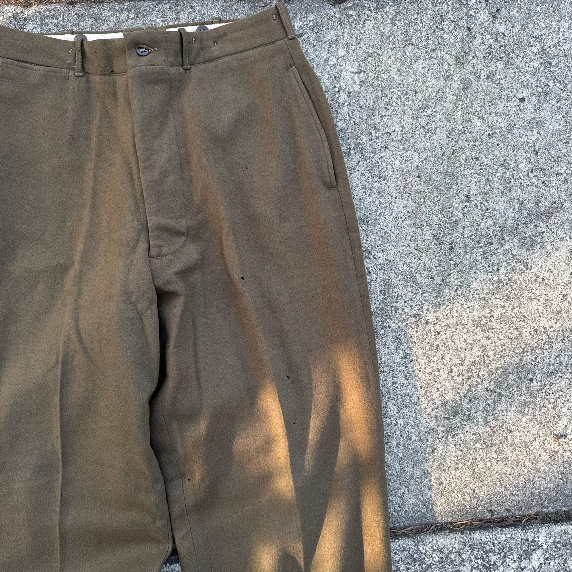 Vintage US Army Wool Field Trousers Olive Green Military Pants W33 L33 4