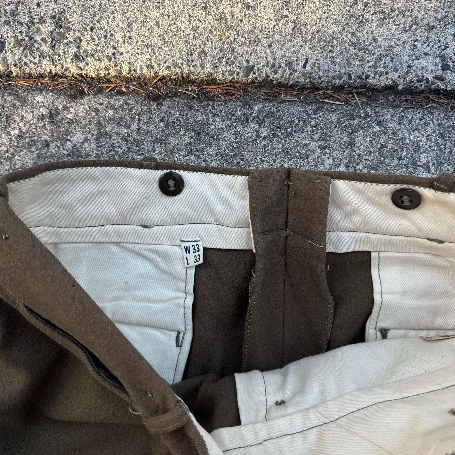 Vintage US Army Wool Field Trousers Olive Green Military Pants W33 L33 6