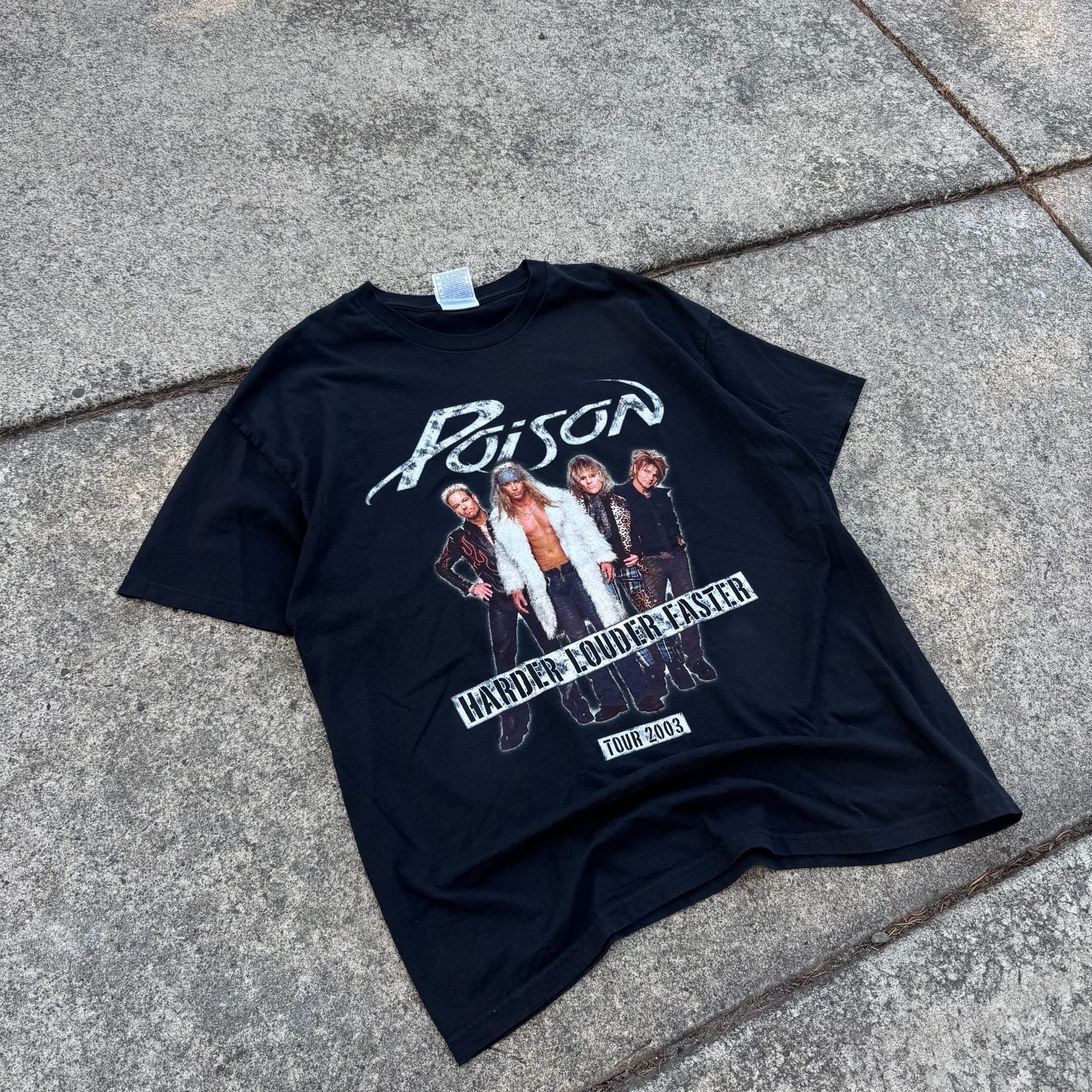 Vintage 2003 Poison Harder Louder Faster Tour Band T-Shirt XL 2