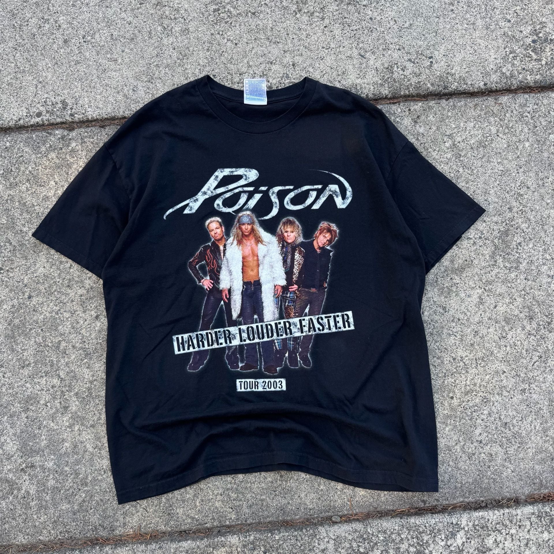 Vintage 2003 Poison Harder Louder Faster Tour Band T-Shirt XL 3