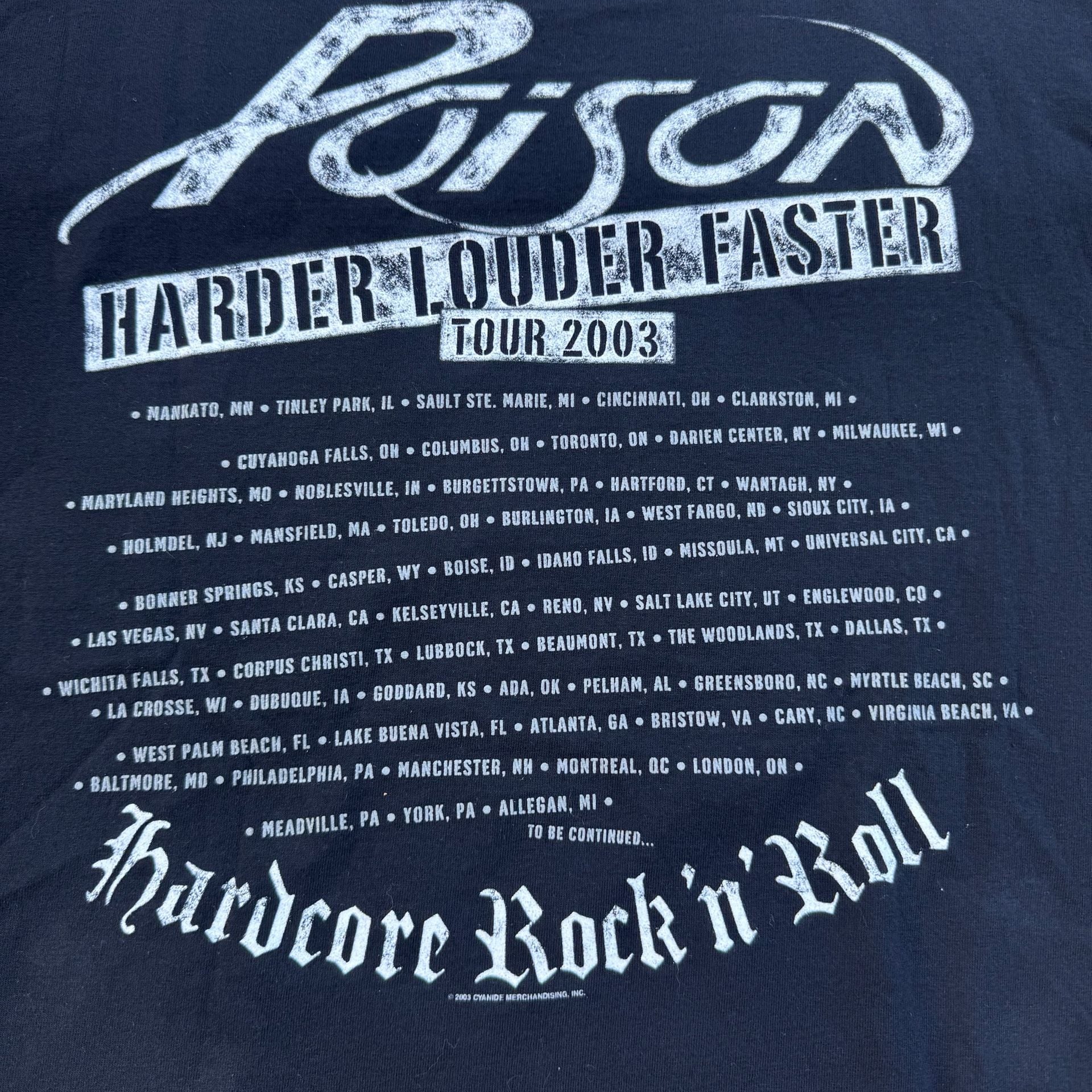 Vintage 2003 Poison Harder Louder Faster Tour Band T-Shirt XL 7