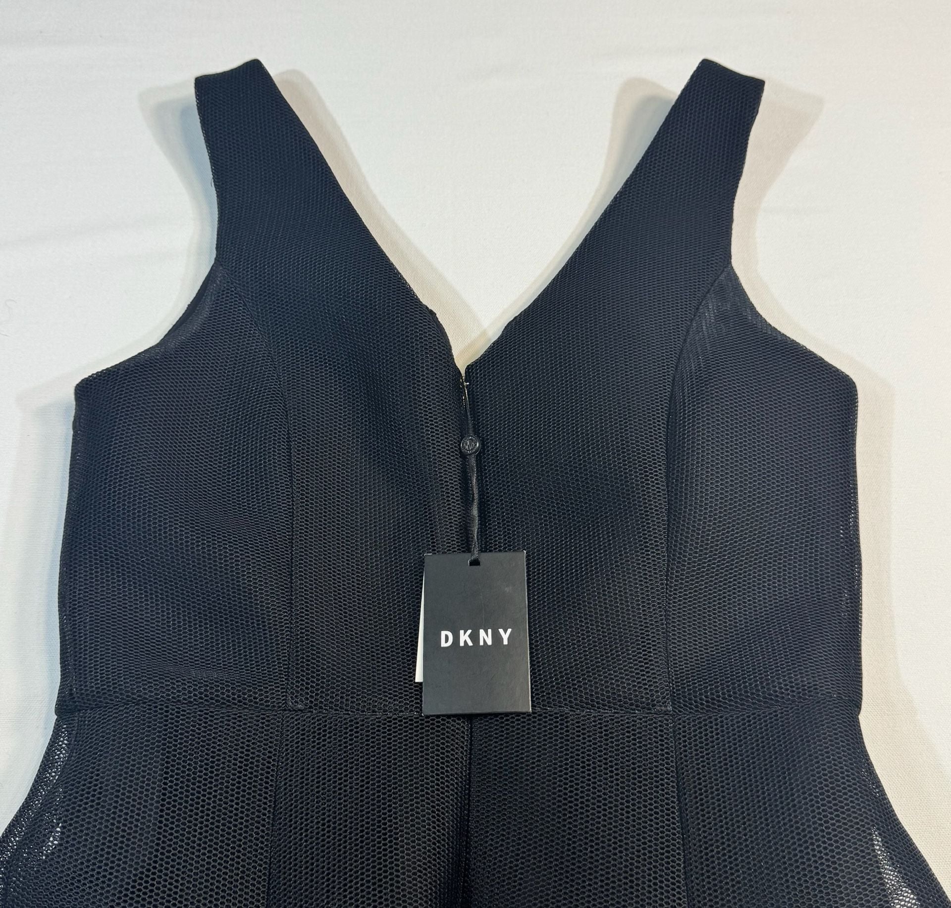DKNY Black Floral Embroidered Mesh Fit and Flare Cocktail Dress 7