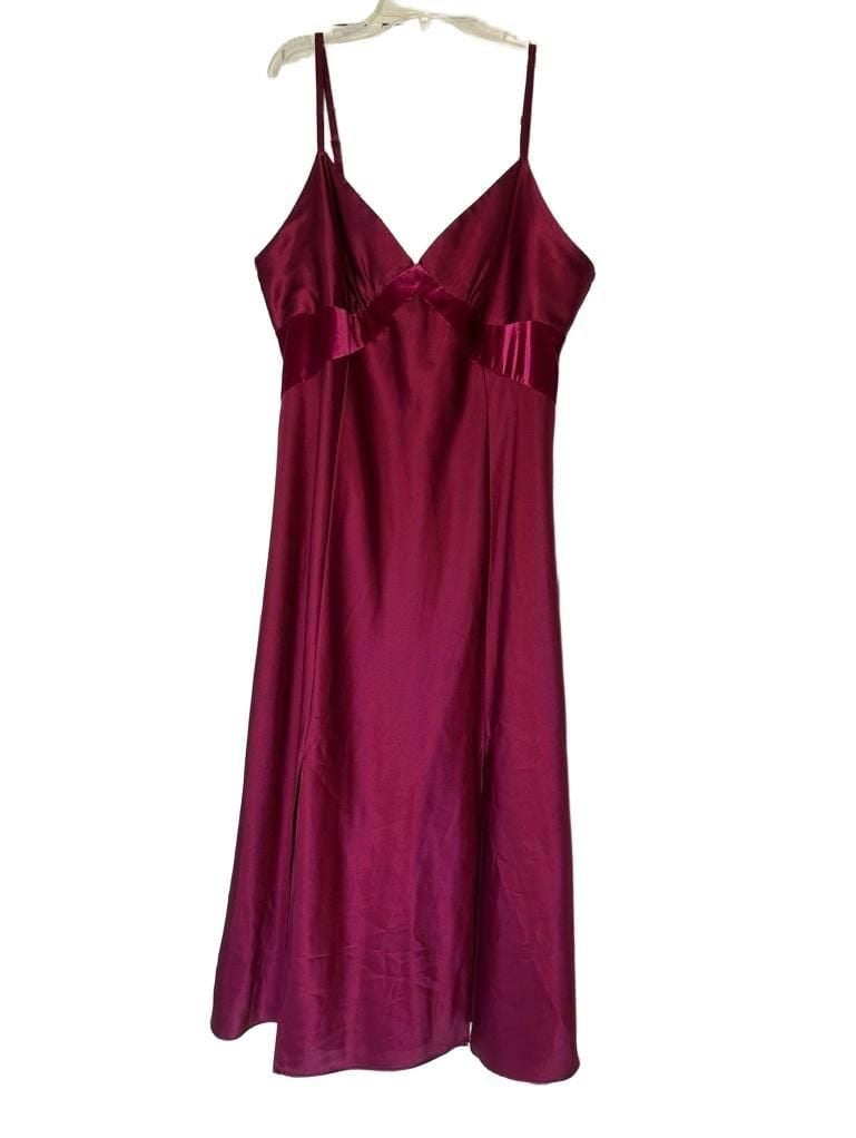 Thalia Sodi Intimates Magenta Satin & Velvet Slip Dress Size XL 2