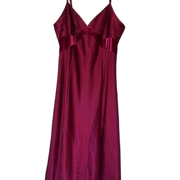 Thalia Sodi Intimates Magenta Satin & Velvet Slip Dress Size XL