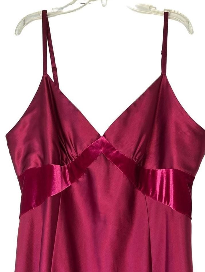 Thalia Sodi Intimates Magenta Satin & Velvet Slip Dress Size XL 3