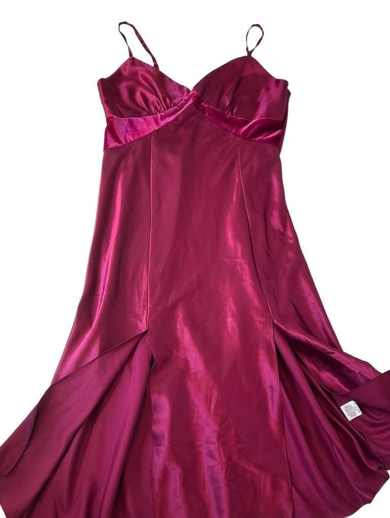 Thalia Sodi Intimates Magenta Satin & Velvet Slip Dress Size XL 10