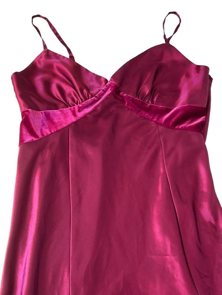 Thalia Sodi Intimates Magenta Satin & Velvet Slip Dress Size XL 11