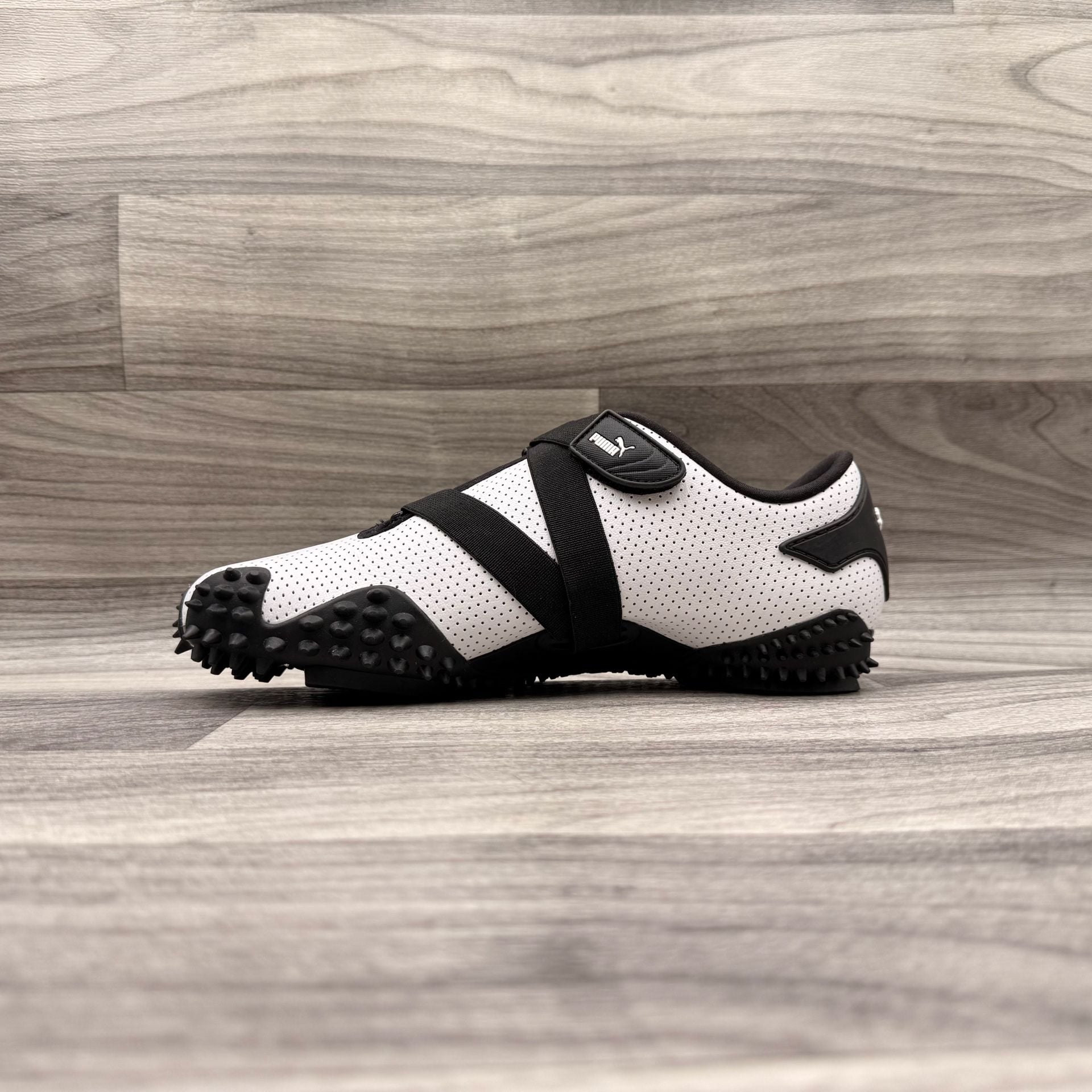Puma Mostro Perforated Leather White Black New WOT 397331-01 Size US 8.5 13