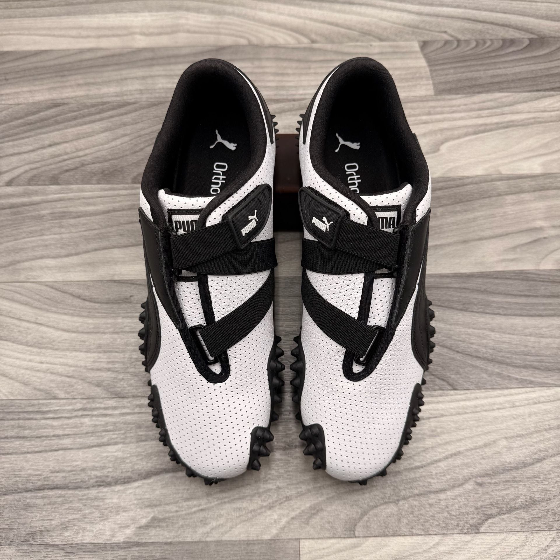 Puma Mostro Perforated Leather White Black New WOT 397331-01 Size US 8.5 14